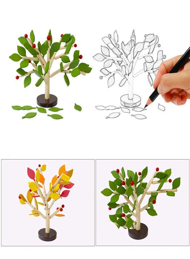Carykon Green+Yellow Early Childhood Building Blocks Wooden Assembling Tree Combination Boys and Girls DIY Disassembly Puzzles Educational Toys Home Office Decoration - Image 5